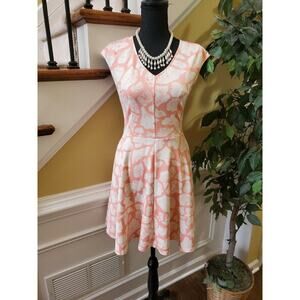 Bar III Pink Print Stretch Career Casual DRESS SZ M